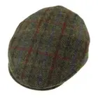 Harris Tweed Men's Flat Cap Green Plaid