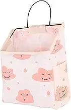 Hanging Storage Organiser Bag，Durable Linen Hangings with Hook Cotton Large Capacity Wall Door Hanging Dorm Room Home Storage (Color : White Pink, Size : One Size) (Color : White Pink, Size : One