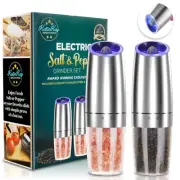 Electric Salt and Pepper Grinder set of 2, Automatic Salt and Pepper Mill Gri...