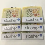 Stasher Sandwich Bag Reusable Silicone Storage - LOT OF 6 - PINEAPPLE - ALL NEW