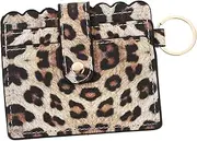 [Healeved] Small Leopard Print Card Holder Wallet for Women Portable Leather Credit Card Case Design for Minimalist and Travel