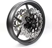 Matte Black Front Wheel Rim and Brake Discs Rotors Compatible with Kawasaki Z800 2013-2016, Z1000 2014-2020, Motorcycle Replacement Accessories Parts