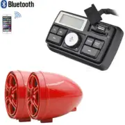 Motorcycle Handlebar Bluetooth MP3 USB SD FM Radio Stereo Amplifier Red Speaker