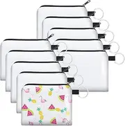 [Frienda] 10 Pieces Sublimation Coin Purse DIY Blank Makeup Bags Bulk Cosmetic Pouch Small Cute Coin Purse Heat Transfer Canvas Bag with Zipper for Ladies Kids(3.74 x 4.52 Inches)