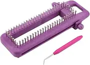 Joyzan Loom Knit, Mini Darning Machine Crochet Small Weaving Kits Fine Gauge Needles Square Knitting Machines Looms Hand Crank Double Knit Creativity for Sock Hat Leg Warmer Scarf Beginners Adults