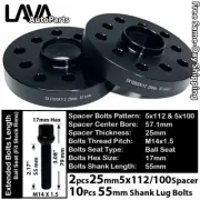 2PC 25MM THICK 5X112 & 5x100 57.1MM C.B WHEEL SPACER +14x1.5 BOLT FIT AUDI MODEL (for: Audi)