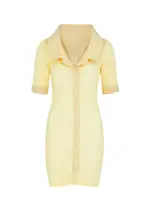 Jacquemus La Mini Robe Manta Knitted Mini Shirt Dress - Yellow - 36 (UK8 / S) 36 (UK8 / S)