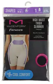 NEW MAIDENFORM FLEXEES SHAPES 2XL BLACK FIRM HIGH WAIST THIGH SLIMMER SHAPEWEAR