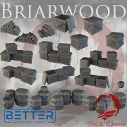 Barrels, Crates, Logs - Briarwood, 28mm 15mm, 3d printed wargaming Terrain.