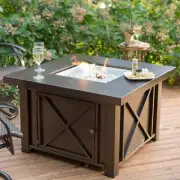 Outdoor Fire Pit Table Propane Stainless Steel Patio Heater Fireplace Cover New