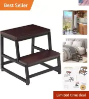 Wooden Step Stool, Bed Steps for High Bed for Adults Kids, Heavy Duty Bed Ste...
