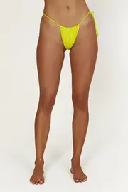 Andie Recycled Nylon Ruched String Side Bikini Brief - Fresh Green