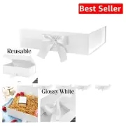 Versatile 6-Piece Gift Box Set; Large White Boxes with Ribbon, 13.5x9x4.1 Inches