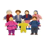 7-Piece Poseable Wooden Doll Family for Dollhouse (2-4 inches each)