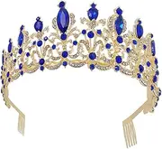 Healvian 1pc Rhinestone Headband Crown Banquet Tiaras Banquet Headdress Bridal Headband Outfit for Costumes for Elegant Bridal Pageant Tiara Headband Bride Blue Rhinestones