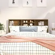 Headboard Cabinet, Storage Bed Headboard Beds Head Frame Brown Oak 180 cm