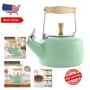 Charming SVEN Mint Green Whistling Kitchen Kettle - Efficient 1.4 Quart Design