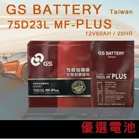 在飛比找Yahoo!奇摩拍賣優惠-號外！﹗GS免加水電池75D23L MF-Plus(55D2