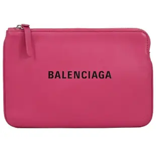 【Balenciaga 巴黎世家】EVERYDAY 英文LOGO拉鍊大手拿包(桃)