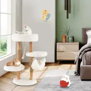Costway87 CM Tall Wooden Cat Tree with Jute Scratching Posts for Pet