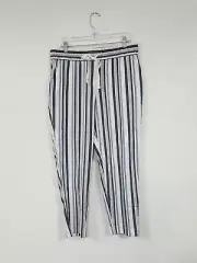 Ann Taylor Navy White Striped Rayon Blend Tie Capri Pants NWT $98 Womens Size 10