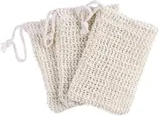 TOVINANNA 2 Pack Natural Sisal Soap Saver Pouches Foaming Net Hanging Strap Drawstring Bag for Shower Bath