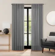 Fieldcrest Cotton Light-Filtering Rod Pocket Curtain 50in x 84in Chevron Gray