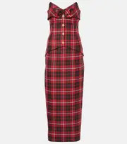 [Alessandra Rich] Alessandra Rich Tartan wool midi dress AU 14 red