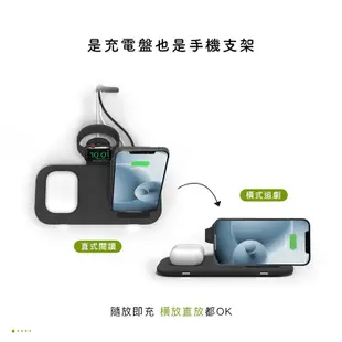 mophie 15W 2+1 整合式 無線 快充 充電盤 充電座 適用於手機 Airpods Apple watch