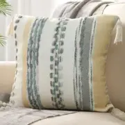 Striped Boho Throw Pillow Covers 18x18 Inches Tufted Chenille Pillow Grey