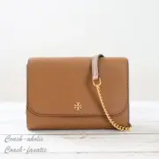 NWT Tory Burch Emerson Chain Wallet Leather Crossbody in Moose