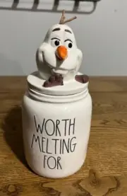 Rae Dunn Disney Olaf Frozen Worth Melting For Candy / Cookie Jar