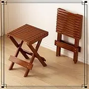 Fold Up Stool Bamboo, 16in Portable Shoe Changing Stool, Folding Fishing Stools, Shower Stool, Collapsible Kitchen Stool for Indoor Outdoor(Walnut)