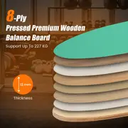 Costway Wood Balance Board Trainer Set Cork Wobble Roller Balance Exercise w/Felt Mat Core Training Surfing Skating