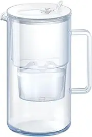 AQUAPHOR Glass White Water Filter Jug - Take to Table Premium Glass Design Jug with Easy-Fill Flip-Open Lid, 2.5L Capacity, 1 X MAXFOR+ Filter Included, Reduces Limescale, Chlorine & Microplastics.