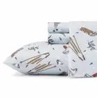 Snow Days 4-Piece Pastel Blue Graphic Flannel Queen Sheet Set
