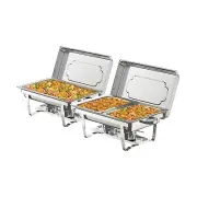 2 Pack Chafing Dishes Buffet Set 8QT Stainless Steel Chafer Set, Foldable Foo...
