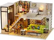 MAGQOO Miniature House Kit DIY Miniacture Dollhouse Kits with Furniture and LED 1:24 Wooden Dollhouse Kit (Romantic Nordic)