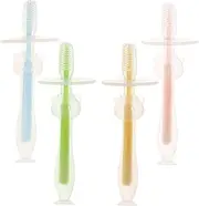 BAZEITFLOW 4Pcs Silicone Suction Toothbrushes for Safe Soft Bristles for Gentle Cleaning Encourages for Engaging Brushing Experience