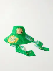 [ALÉMAIS] ALÉMAIS - Aquatica Printed Linen Sunhat - Green - One size One size Green