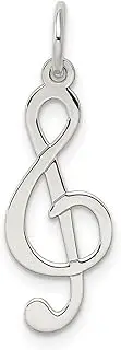 [JewelryWeb] 925 Sterling Silver Solid Polished Treble Clef Charm Pendant Necklace 20x9mm Wide