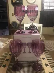 RARE-Williams Sonoma Wilshire Jewel Cut BERRY "Wine" Glasses Set of 4-NEW
