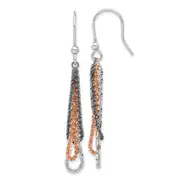 Sterling Silver Black Ruthenium & Rose-Tone Chain Dangle Earrings