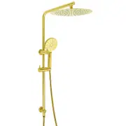 Brushed Gold Round 2in1 8/12" Thin Shower Rain Head & 3 Modes Handheld Silde Rail Combo Set