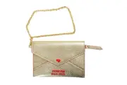 Miu Miu Women's Gold "Madras Forever" Envelope Snap Heart Wristlet Wallet