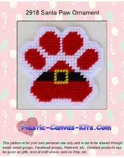 Santa Paw Ornament- Plastic Canvas Pattern or Kit