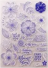 DIY Flowers Leaves Thinking of You Sending Birthday Hugs Clear Stamps for Christmas Cards Making Decoration and Scrapbooking Rubber Stamps for Craft