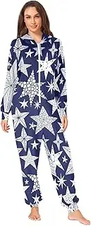 [AIXIWAWA] (Blue Line Stars Adult Onesie Pajamas, One Piece Pajama Jumpsuits for Men Women Zip Front Unisex