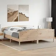 King Size Bed Frame Solid Wood Pine, 183x203 cm Platform, Wooden Bed Frames with Headboard, Slats Support, No Box Spring Needed, Cama, Floor Base