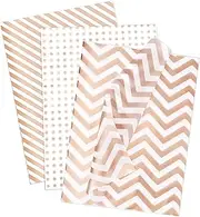 Larcenciel 30 Sheets Tissue Paper, Metallic Tissue Paper Packaging Material Rose Gold for Gift Bags, Waves and Stripes, Gift Wrap Paper Glitter for Birthdays, Weddings, Holidays, 50 x 35 cm
